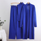Women's Cozy Knit Loungewear Set with Long Cardigan and Ribbed Shirt