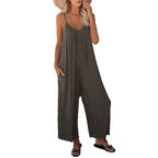 Women's Casual Summer Jumpsuit with Deep Neckline and Pockets