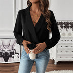 Women's Wrap Blouse with Puff Sleeves