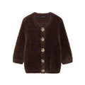 Women's Fluffy Cardigan with Decorative Buttons