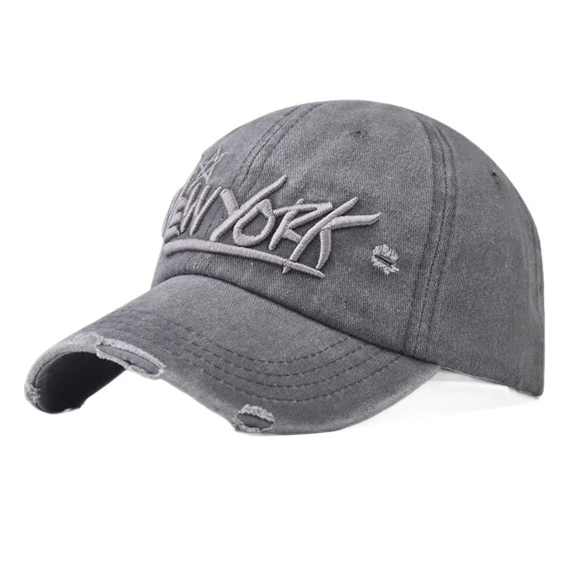Men's Distressed Casual Embroidered Cap