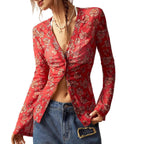 Women's Floral Print Long-Sleeve Top