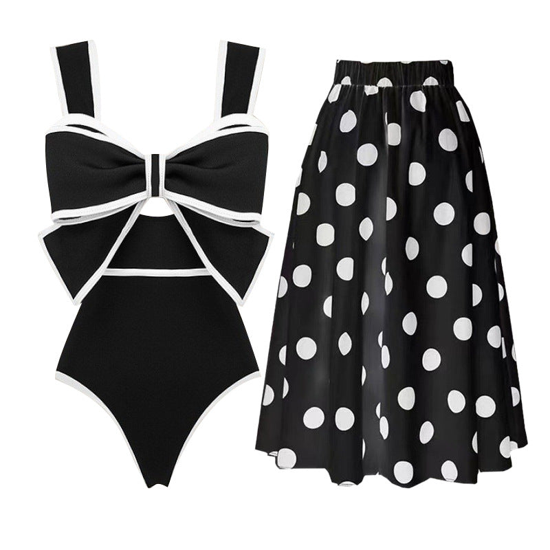 Women's Swimsuit with Fashionable Arch Design and Matching Skirt