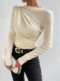Women's Elegant Long-Sleeve Shirt with Ruching