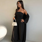 Women's Elegant 3-Piece Set with Wide-Leg Trousers and Fitted Top