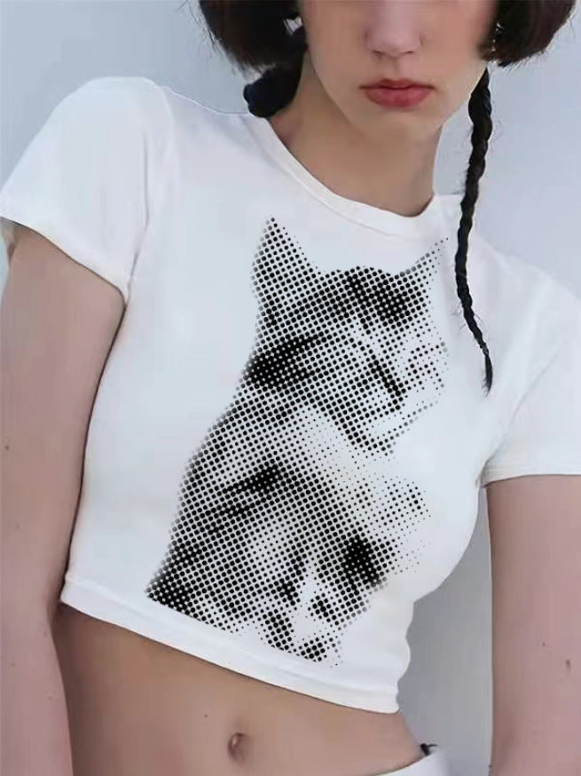 Women's Crop T-Shirt with Creative Bow Details