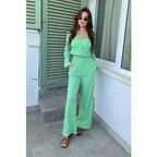 Women's Casual Two-Piece Set with Striped Design