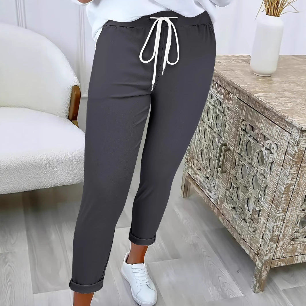 Women's Casual Pants with Elastic Waistband and Drawstring
