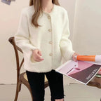 Women's Bouclé Jacket with Elegant Pearl Buttons