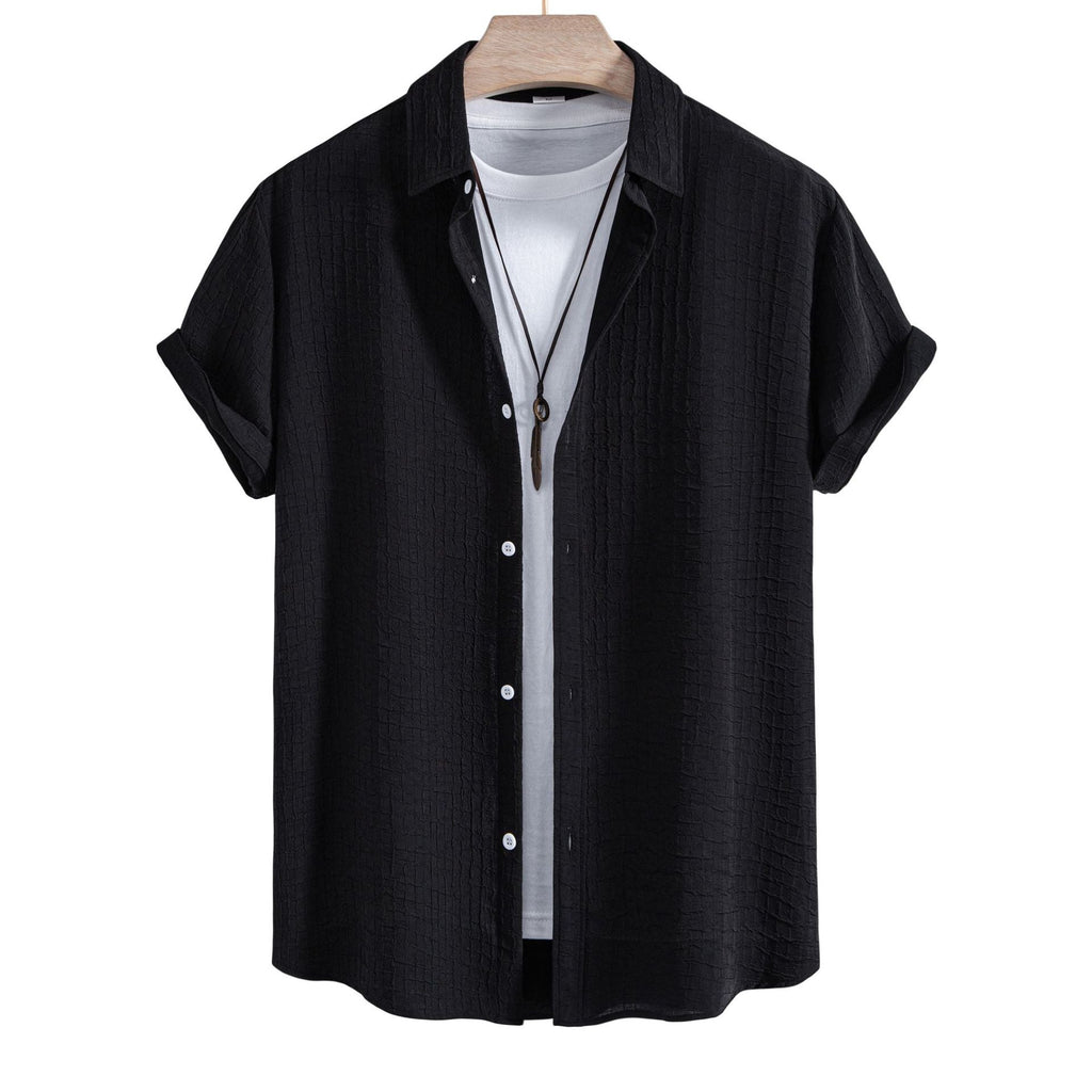Women's Short-Sleeve Shirt with Textured Fabric and Loose Fit