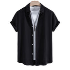 Women's Short-Sleeve Shirt with Textured Fabric and Loose Fit