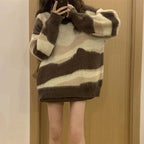 Women's Chunky Knit Sweater with Fashionable Stripe Pattern and Casual Fit