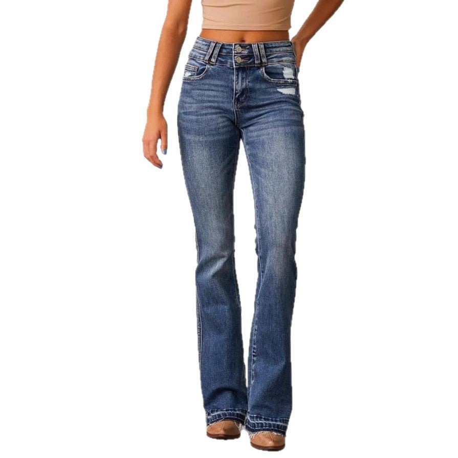 Women's Vintage-Style High-Waisted Flared Jeans