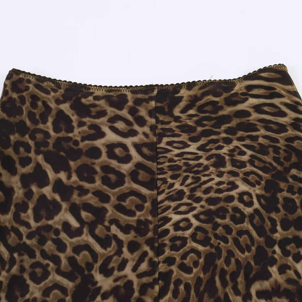 Women's Animal Print Midi Skirt with High Waist