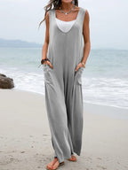 Women's Casual Wide-Leg Jumpsuit with Pockets