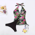 Women's Floral Swimsuit with Adjustable Neckline