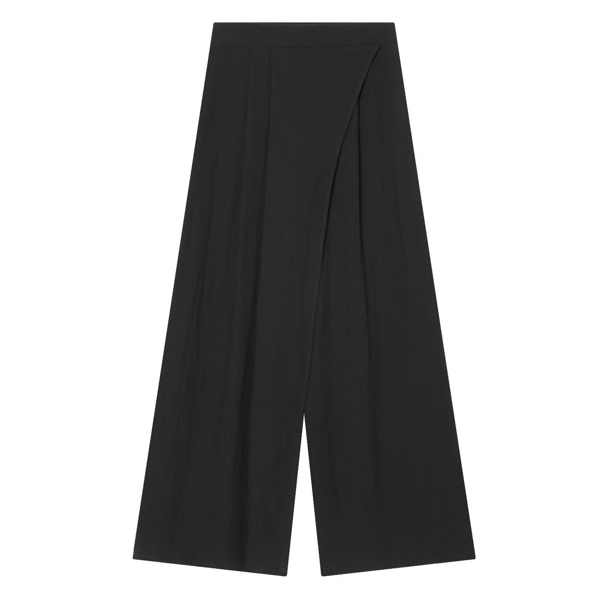 Women's Elegant Wide-Leg High-Waisted Trousers with Asymmetric Cut