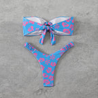 Women's Bandeau Bikini with Sophisticated Floral Pattern