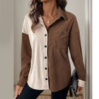 Women's Corduroy Shirt with Modern Color Combination and Casual Cut