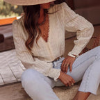 Women's Blouse with Artistic Embroidery and Volume Sleeves