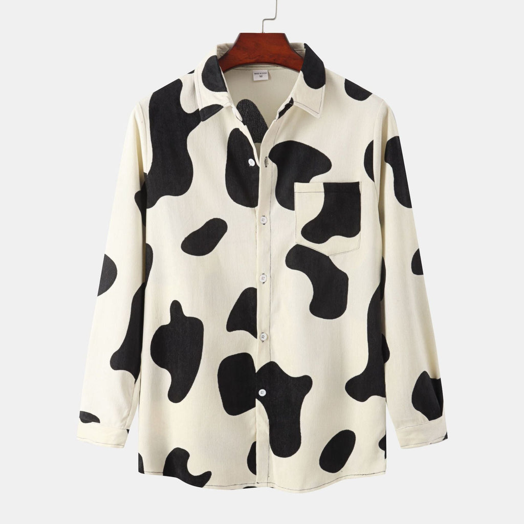Women's Long-Sleeve Blouse with Modern Zebra Print and Button-Down Collar