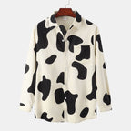 Women's Long-Sleeve Blouse with Modern Zebra Print and Button-Down Collar