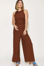 Women's Casual Wide-Leg Jumpsuit with Pockets