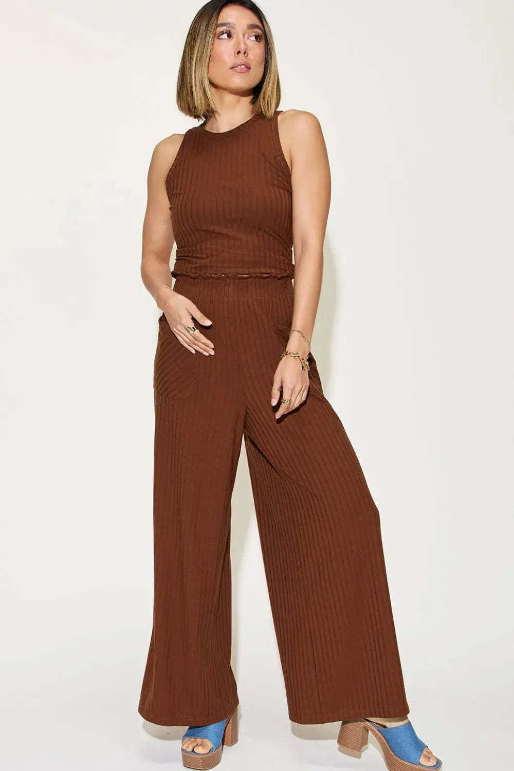 Women's Casual Wide-Leg Jumpsuit with Pockets