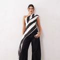 Women's Asymmetrical Wrap Top with Striped Pattern