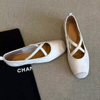 Women's Ballet Flats with Criss-Cross Strap and Comfortable Footbed