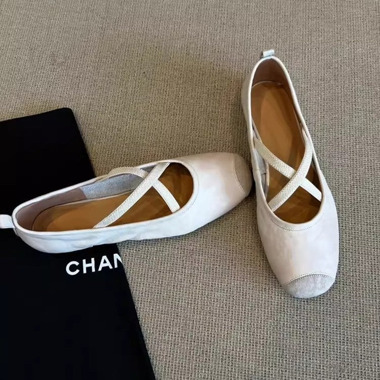 Women's Ballet Flats with Criss-Cross Strap and Comfortable Footbed