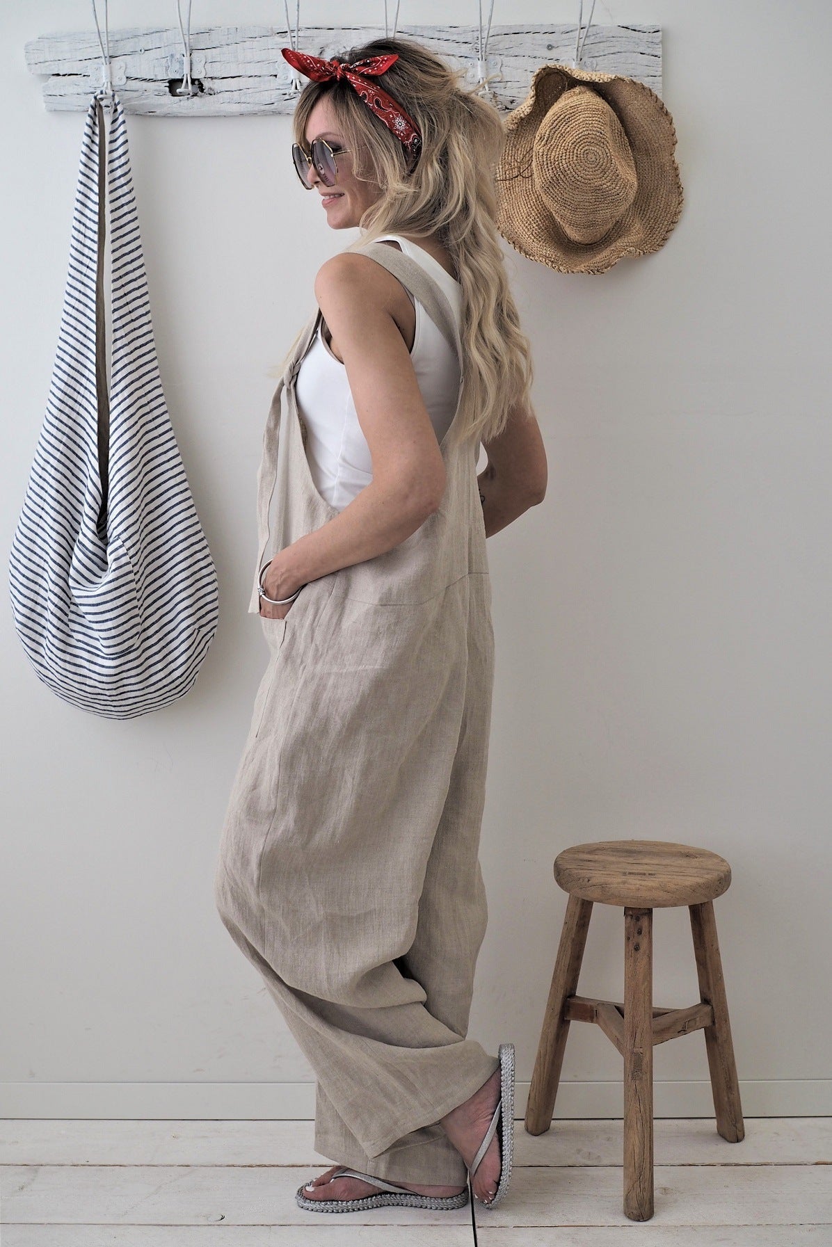 Women's Casual Wide-Leg Overall with Pockets