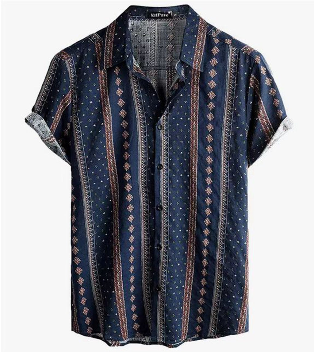Women's Short-Sleeve Shirt with Unique Stripe and Dot Design