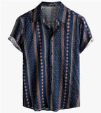 Women's Short-Sleeve Shirt with Unique Stripe and Dot Design