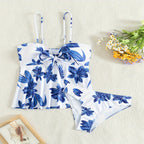Women's Tankini Set with Floral Design and Adjustable Straps