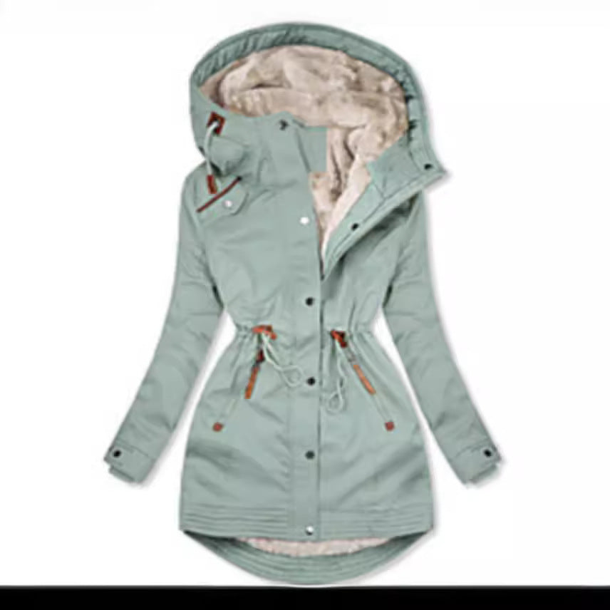 Women's Lined Winter Parka with Practical Pockets and Adjustable Belt