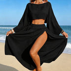 Women's Airy Maxi Skirt with Side Slits and Open Structure