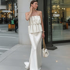 Women's Off-Shoulder Evening Dress with Flowing Hem