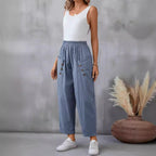 Women's Elegant Casual Pants with Button Details
