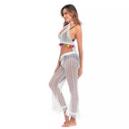 Crochet Knit Pants with Frayed Hems