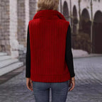 Women's Fluffy Plaid Vest with Pockets