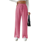 Women's Relaxed Knit Loungewear Set with High Waist and Wide Leg