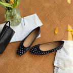 Women's Ballet Flats with Unique Polka Dot Pattern and Elegant Strap