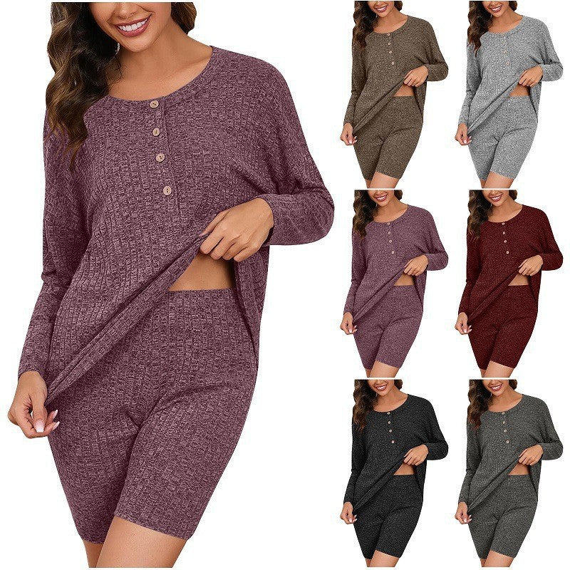 Women's Relaxing Pajama Set with Button Detail