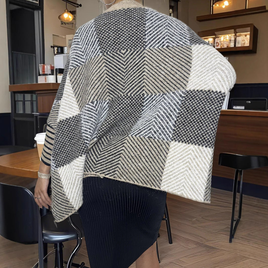 Women's Asymmetrical Knit Pullover with Zigzag Pattern