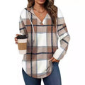 Casual Plaid Blouse with Hood