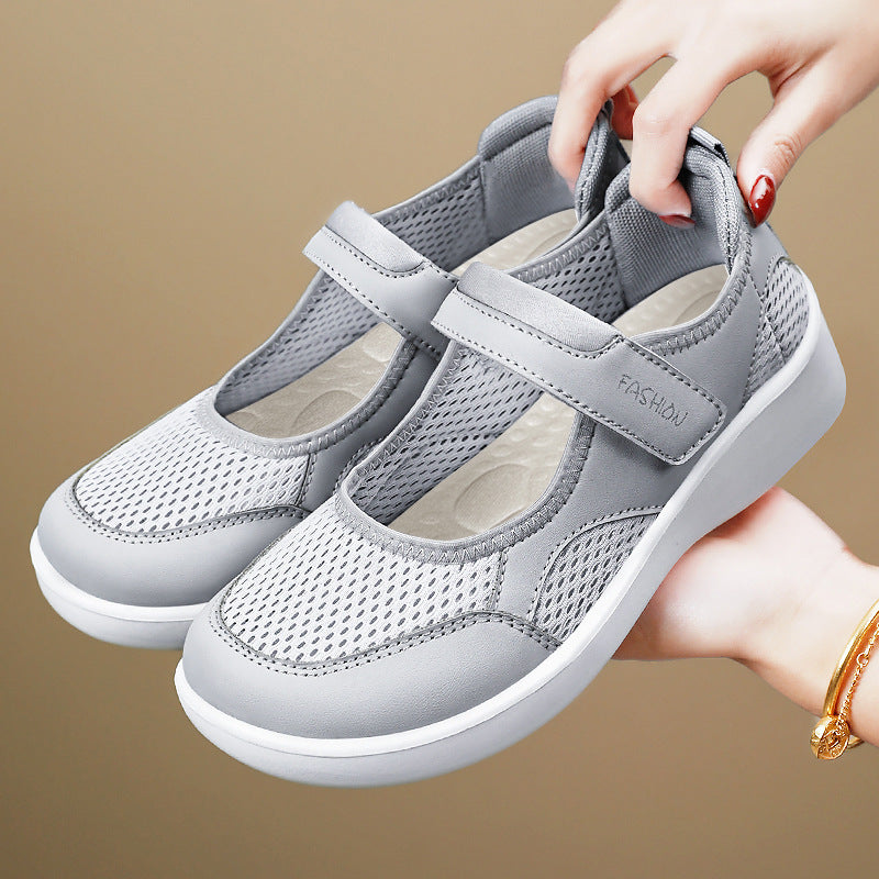 Women's Breathable Fitness Sneakers with Adjustable Hook-and-Loop Closure