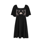 Women's Floor-Length Summer Dress with Embroidery and Flared Hem
