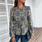 Elegant Floral Puff Sleeve Blouse