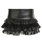 Women's Mini Skirt with Ruffle Details and Lace Accents